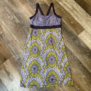 prAna Dress Womens Small Purple Green Mandala Geometric Activewear Breathe